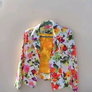 patrick christopher Floral Print Open Front Jacket Vintage-  Size Medium